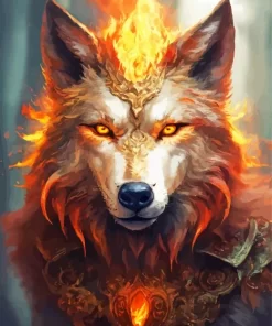 Fire Fantasy Wolf Art Diamond Painting