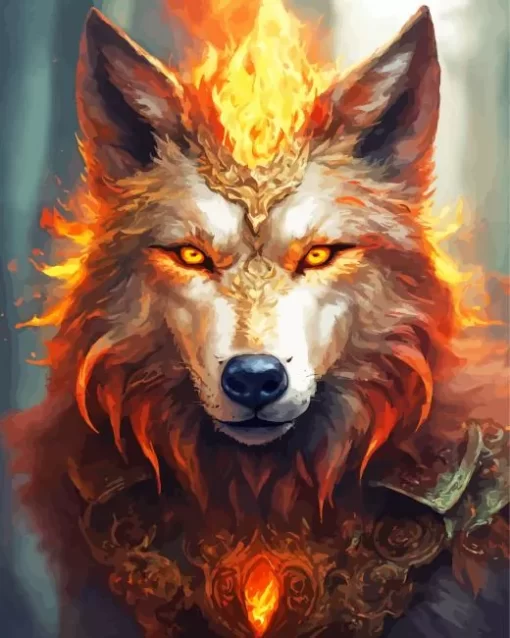 Fire Fantasy Wolf Art Diamond Painting