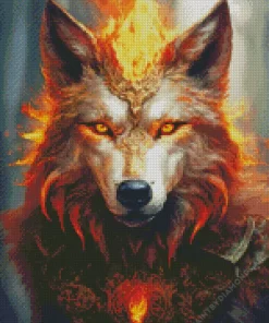 Fire Fantasy Wolf Art Diamond Painting