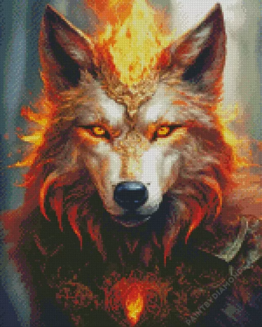 Fire Fantasy Wolf Art Diamond Painting