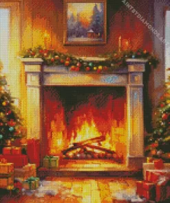 Fireplace Romantic Art Diamond Painting