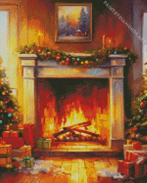 Fireplace Romantic Art Diamond Painting