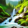 Forest Waterfall Landscape Diamond Painting