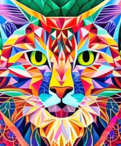 Geometric Abstract Cat Diamond Painting