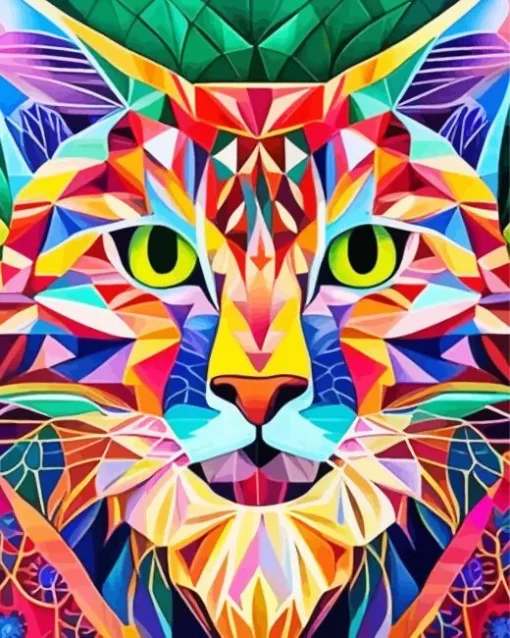 Geometric Abstract Cat Diamond Painting