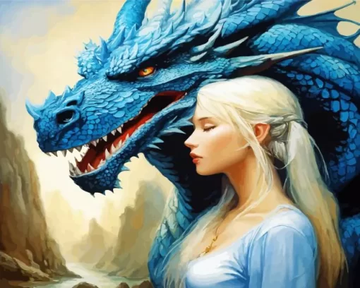 Girl And Dragon Diamond Painting