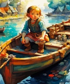 Girl In Boat Diamond Painting