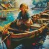 Girl In Boat Diamond Painting