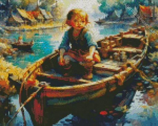 Girl In Boat Diamond Painting