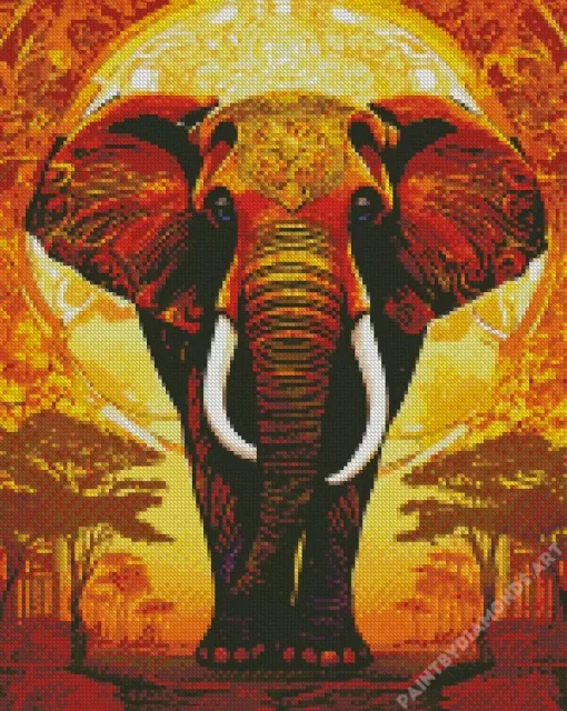 Golden Elephant Diamond Painting