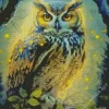 Golden Fierce Owl Diamond Painting