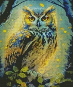 Golden Fierce Owl Diamond Painting