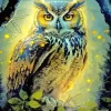 Golden Fierce Owl Diamond Painting