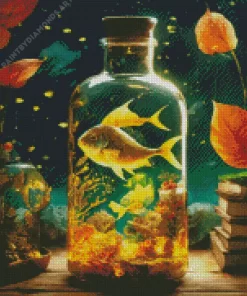 Golden Fish In A Bottle Diamond Painting