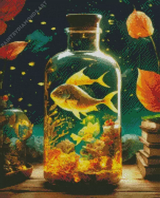 Golden Fish In A Bottle Diamond Painting