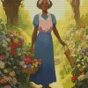 Grandmother Picking Flowers Diamond Painting