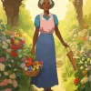 Grandmother Picking Flowers Diamond Painting