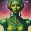 Green Girl Alien Diamond Painting