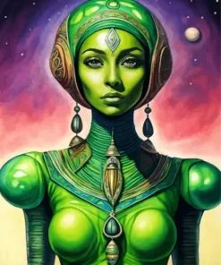 Green Girl Alien Diamond Painting