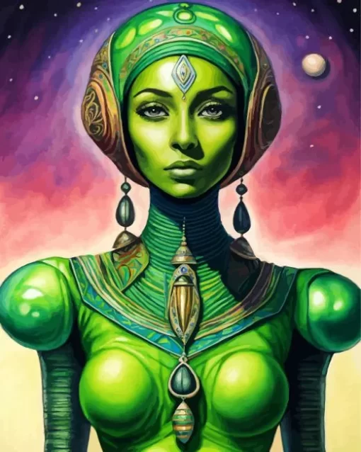 Green Girl Alien Diamond Painting