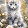 Grey Fluffy Cat Diamond Painting