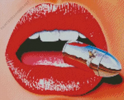 Lips Biting Bullet Diamond Painting