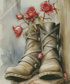 Old Flower On Shoes Diamond Painting