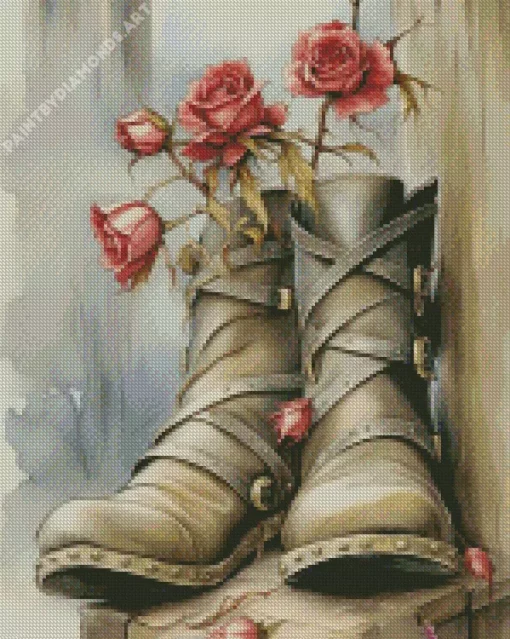 Old Flower On Shoes Diamond Painting