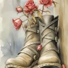 Old Flower On Shoes Diamond Painting