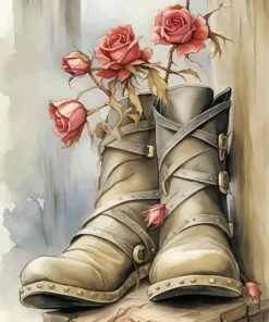 Old Flower On Shoes Diamond Painting