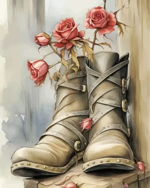 Old Flower On Shoes Diamond Painting