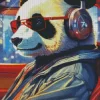 Panda With Headphones Diamond Painting