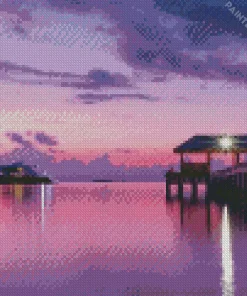 Beach Purple Sunset Diamond Painting