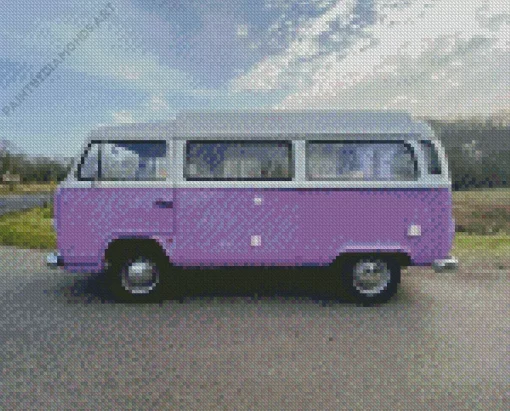 Purple Volkswagen Bus Diamond Painting