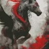 Red And Black Horse Diamond Painting