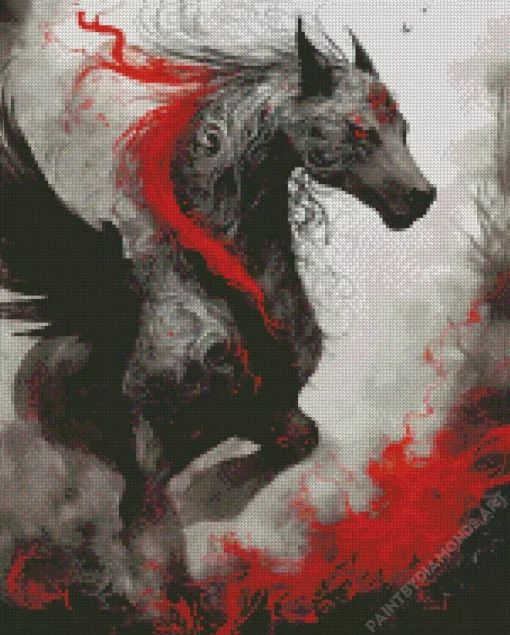 Red And Black Horse Diamond Painting