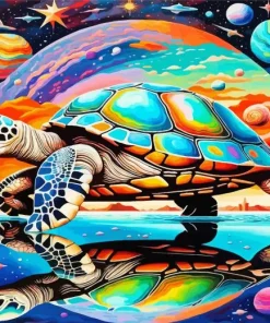 Turtle And Planets Diamond Painting