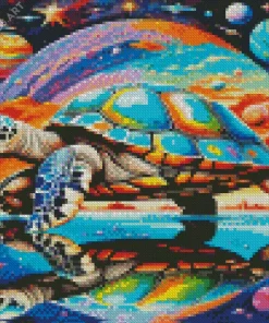 Turtle And Planets Diamond Painting