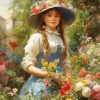 Vintage Girl In A Garden Diamond Painting