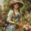 Vintage Girl In A Garden Diamond Painting