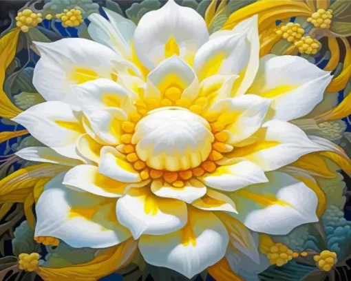 White and Yellow Flower Diamond Painting