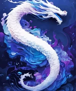 White Chinese Dragon Diamond Painting