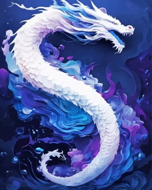 White Chinese Dragon Diamond Painting