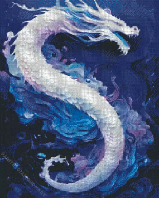 White Chinese Dragon Diamond Painting