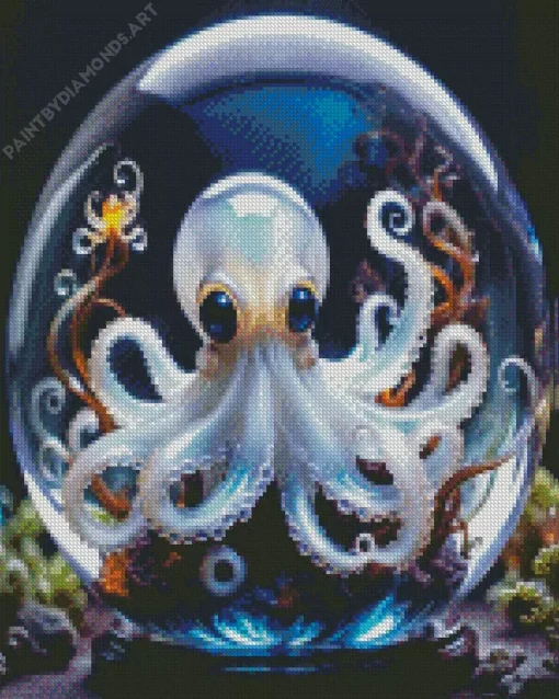 White Ghost Octopus Diamond Painting