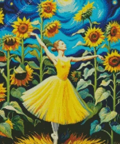 Yellow Elegant Ballerina Diamond Painting