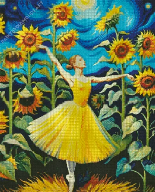 Yellow Elegant Ballerina Diamond Painting