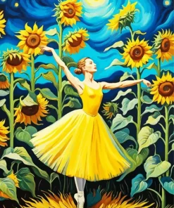 Yellow Elegant Ballerina Diamond Painting