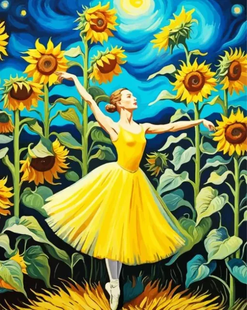 Yellow Elegant Ballerina Diamond Painting