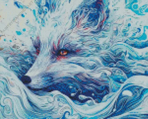 Abstract Blue Kitsune Diamond Painting